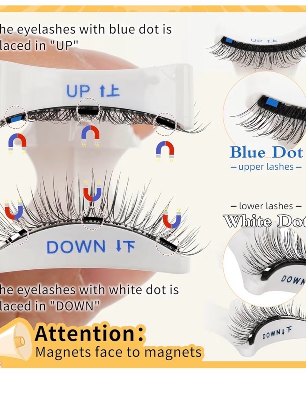 Magnetic False Eyelashes Kit in White Case - Natural Black Lashes set of two - Picture 7 of 7